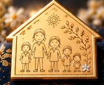 家族の絆の純金プレート